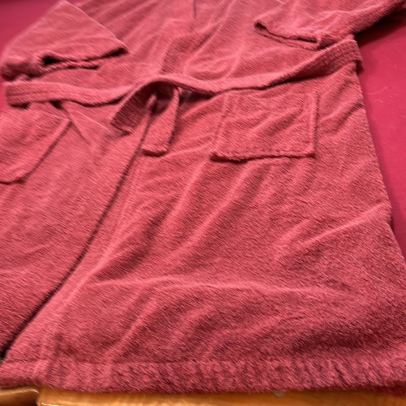 Chakir Turkish Linens BURGUNDY Bath Robe TERRY CLOTH long BELT front pockets LRG - Picture 6 of 13